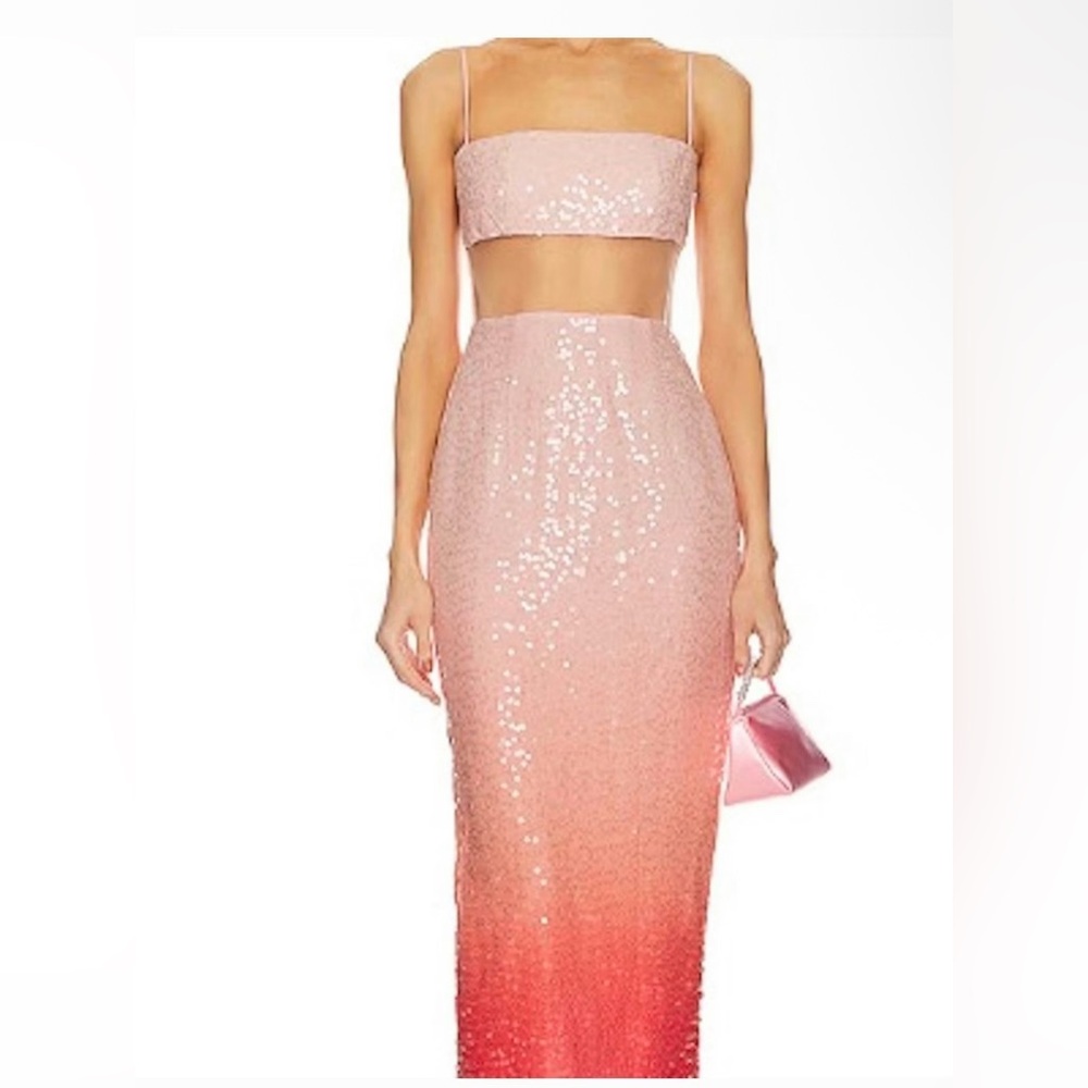 Elegant Pink Sequin Evening Gown